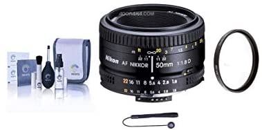 Nikon 50mm f/1.8D AF NIKKOR Lens - U.S.A. Warranty - Accessory Bundle with 52mm UV Filter, Lens Cap Leash, Digital Camera and Lens Cleaning Kit