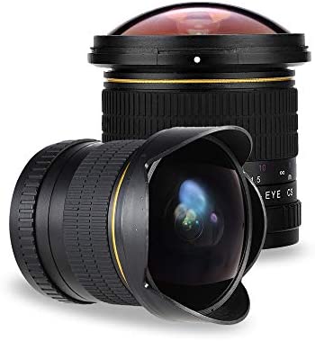 JINTU 8mm F/3.0 Professional Wide Angle Fisheye Lens for Nikon D3500 D3400 D3200 D3100 D5600 D5500 D5400 D5300 D5200 D5100 D5000 D7500 D7200 D7100 D7000 D90 D80 DSLR Cameras with Carry Bag