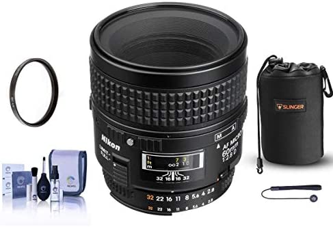 Nikon 60mm f/2.8D AF Micro-NIKKOR Telephoto Auto Focus Lens - U.S.A. Warranty - Bundle with Lens Pouch, 62mm UV Filter, Cleaning Kit, Capleash II