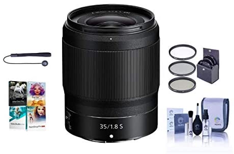 Nikon NIKKOR Z 35mm f/1.8 S Lens for Z Series Mirrorless Cameras – Bundle with 62mm Filter Kit, Cleaning Kit, Capleash II, Pc Software Package Nikon NIKKOR Z 35mm f/1.8 S Lens for Z Series Mirrorless Cameras - Bundle with 62mm Filter Kit, Cleaning Kit, Capleash II, Pc Software Package