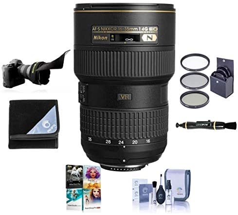 Nikon 16-35mm F/4G AF-S NIKKOR ED (VR-II) Vibration Reduction Zoom Lens - Bundle with 77mm Filter Kit, Lens Wrap, Lens Shade, Clean Kit, LensPen Cleaner, PC Software Package