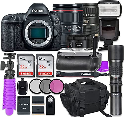 Canon EOS 5D Mark IV Digital SLR Camera with Canon EF 24-105mm f/4L is II USM Lens + Tamron Zoom 70-300mm f/4-5.6 Di LD Macro Autofocus + Canon EF 50mm f/1.8 STM Lens + Accessory Bundle Canon EOS 5D Mark IV Digital SLR Camera with Canon EF 24-105mm f/4L is II USM Lens + Tamron Zoom 70-300mm f/4-5.6 Di LD Macro Autofocus + Canon EF 50mm f/1.8 STM Lens + Accessory Bundle