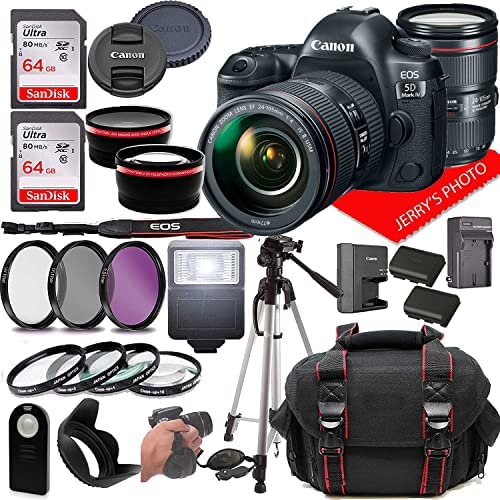Canon EOS 5D Mark IV DSLR Camera w/Canon EF 24-105mm f/4L II Lens Bundle + Shoulder Case + 128GB Memory (28pc Bundle)