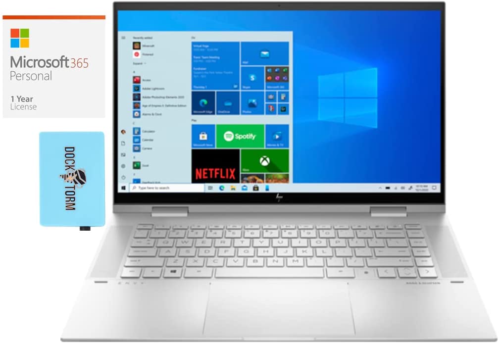 HP Envy x360-15t Home & Business 2-in-1 Laptop (Intel i7-1165G7 4-Core, 64GB RAM, 8TB PCIe SSD, Intel Iris Xe, 15.6" Touch Full HD (1920x1080), Win 11 Pro) with MS 365 Personal, Hub