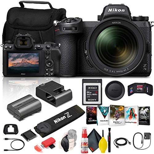 Nikon Z 7II Mirrorless Digital Camera 45.7MP with 24-70mm f/4 Lens (1656) + 64GB XQD Card + Corel Photo Software + Case + HDMI Cable + Card Reader + Cleaning Set + More - International Model (Renewed)