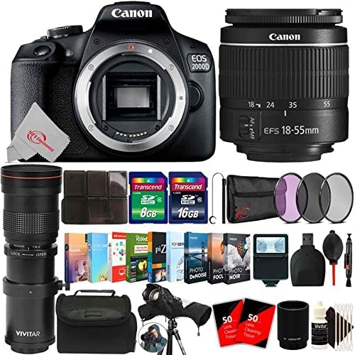 EOS 2000D 24.1MP DSLR Import Model Camera + 18-55mm Lens + 420-800mm Lens + Extended Accessory Kit