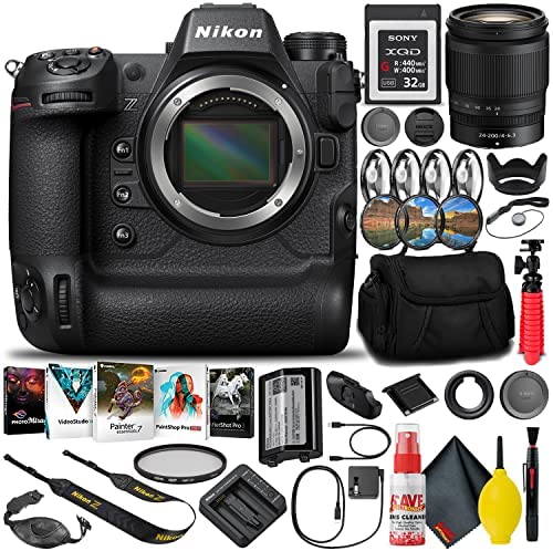 Nikon Z 9 FX-Format Mirrorless Camera Body (1669) + 24-200mm f/4-6.3 VR Lens + 32GB XQD Memory Card + Corel Editing Software + Camera Bag + Pro Filter Kit + 12