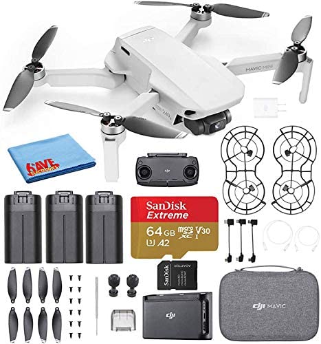 DJI Mavic Mini Fly More Combo Ultralight Foldable 3-Axis GPS Quadcopter Drone with 2.7K FHD Camera - 30 Min. Flight Time, 2.5 Mile Range, Includes 3 Batteries, Carrying Bag and More