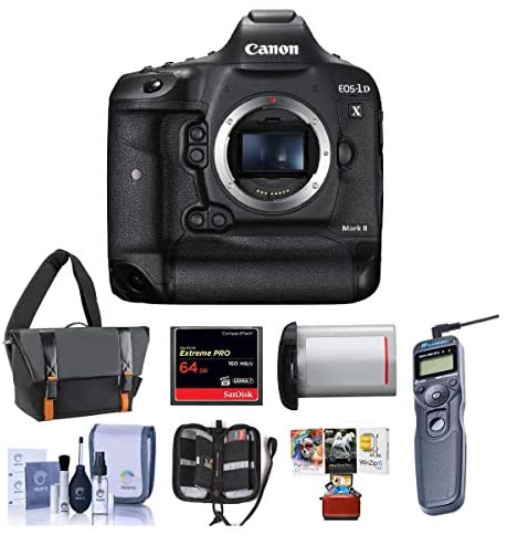 Canon EOS-1DX Mark II Digital SLR Camera - Bundle with 64GB Compact Flash Card, Camera Bag, LP-E19 Battery, Remote Shutter Trigger, Cleaning KIt, Memory Wallet, Mac Software Package
