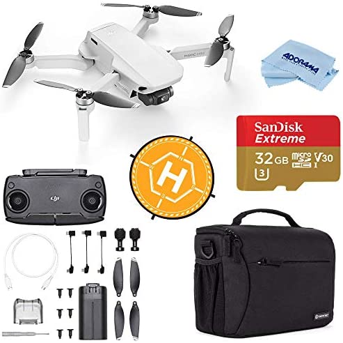 DJI Mavic Mini Drone FlyCam Quadcopter with 2.7K Camera 3-Axis Gimbal GPS, 30-Minutes Flight Time, Basic Bundle with Case, 32GB microSD Card, Landing Pad, and Cloth