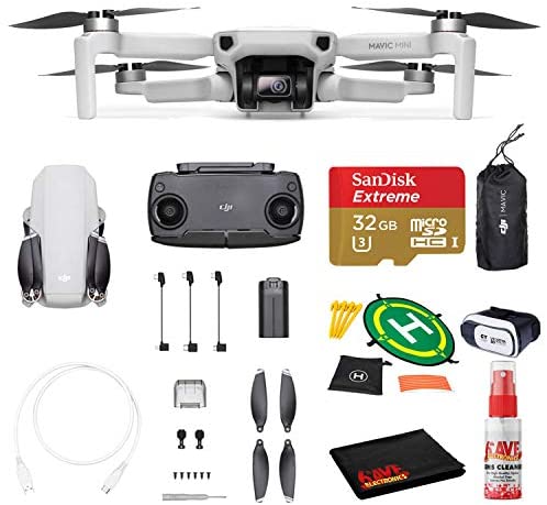DJI Mavic Mini Drone Quadcopter CP.MA.00000120.01 with 32GB Memory Card, Landing Pad, Mavic Sleeve, VR Glasses and More- Fly Now Bundle