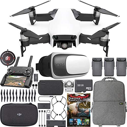 DJI Mavic Air Quadcopter Drone Arctic White Fly More Combo (Renewed) Bundle w/ Deco Gear Landing Pad + Essentials Software Kit + Photo and Video Backpack + VR Viewer + 32GB MicroSD Memory Card