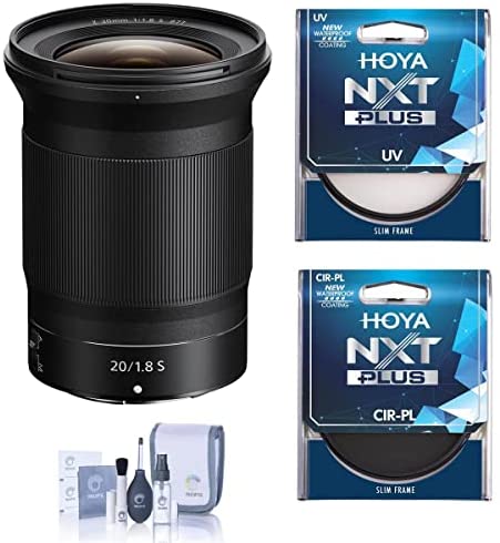 Nikon NIKKOR Z 20mm f/1.8 S Lens Bundle with Hoya NXT Plus UV and CPL Filter, Cleaning Kit