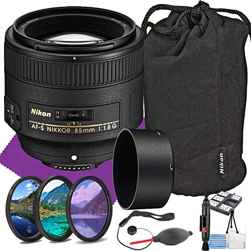 Nikon AF S NIKKOR 85mm f/1.8G Fixed Lens with Auto Focus + Acessory Bundle and Cleaning Kit