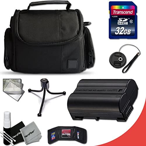 Nikon D600 Accessories KIT with 32GB High-Speed Memory Card, High-Capacity EN-EL15 / ENEL15 Battery, Well Padded Case, Memory Card Wallet Holder, 2 Screen Protectors, Mini Table Tripod, Lens Cap Keeper + Deluxe Cleaning Kit.