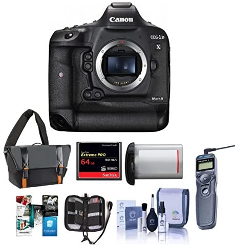 Canon EOS-1DX Mark II Digital SLR Camera - Bundle with 64GB Compact Flash Card, Camera Bag, LP-E19 Battery, Remote Shutter Trigger, Cleaning KIt, Memory Wallet, PC Software Package