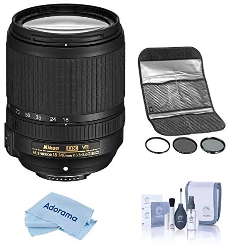 Nikon 18-140mm f/3.5-5.6G ED AF-S DX NIKKOR (VR) Vibration Reduction Lens f/DSLR Cameras U.S.A. Warranty - with Hoya 77MM Digital Filter Kit II (UV/CPL/ND8X), Cleaning Kit, Microfiber Cloth