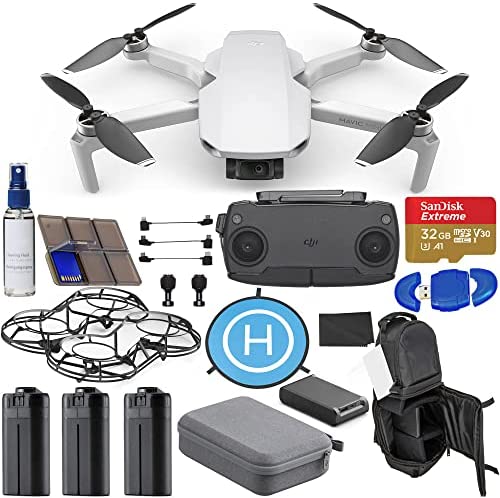 DJI Mavic Mini Fly More Combo Ultralight Foldable Drone with 2.7K FHD Camera Bundle with 32gb Card, Backpack and More