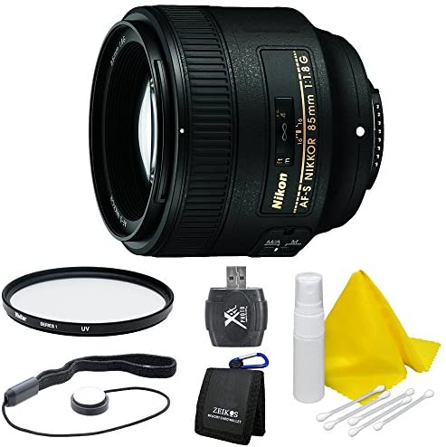 Nikon 85mm f/1.8G AF-S NIKKOR Lens for Nikon Digital SLR Cameras Bundle w/ 67mm UV Protective Filter, Lens Cap Keeper & Cleaning Kit, SD Card Wallet & HiSpeed SD USB Card Reader