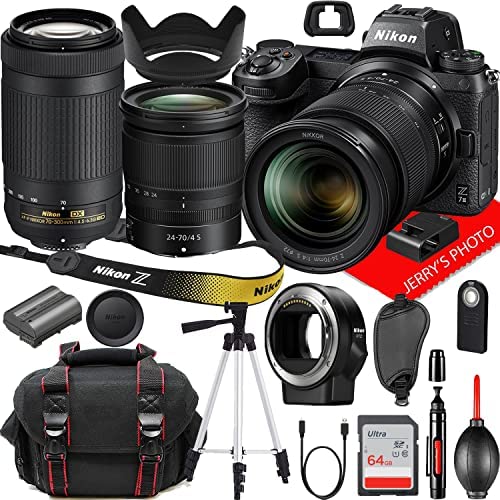 Nikon Z7 II Mirrorless Digital Camera with Nikon NIKKOR Z 24-70mm f/4 S and AF-P DX NIKKOR 70-300mm f/4.5-6.3G ED Lens + FTZ Adapter, 64GB Additional Memory, Tripod and More