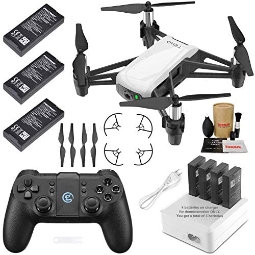 Tello Drone Quadcopter Elite Max Combo with 3 Batteries, GameSir T1s Remote Controller, 4 Port Charger, and More
