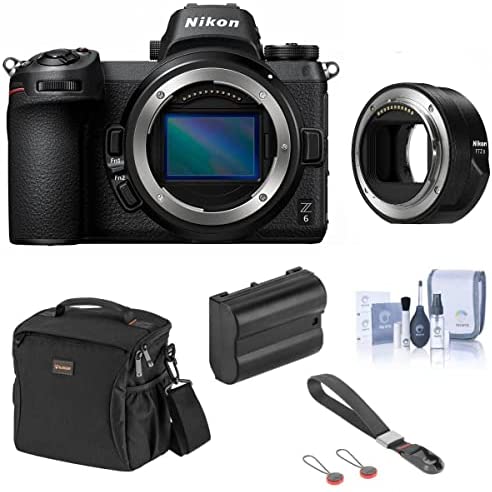 Nikon Z6 FX-Format Mirrorless Camera Body with FTZ II Mount Adapter Bundle with Bag, Extra Battery, Wrist Strap, Cleaning Kit