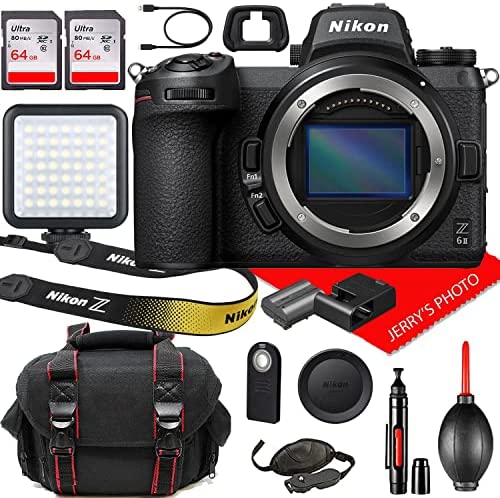 Nikon Z6II Mirrorless Digital Body Only CMOS Camera + Case, 128GB Additional Memory, LED Light, Cleaning Pen and More Nikon Z6II Mirrorless Digital Body Only CMOS Camera + Case, 128GB Additional Memory, LED Light, Cleaning Pen and More