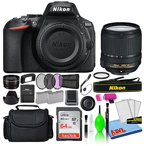 Nikon D5600 24.2MP DSLR Digital Camera with AF-S DX 18-140mm Lens (1577) Deluxe Bundle with 64GB SD Card + Large Camera Bag + Filter Kit + Spare Battery + Telephoto Lens (Renewed)