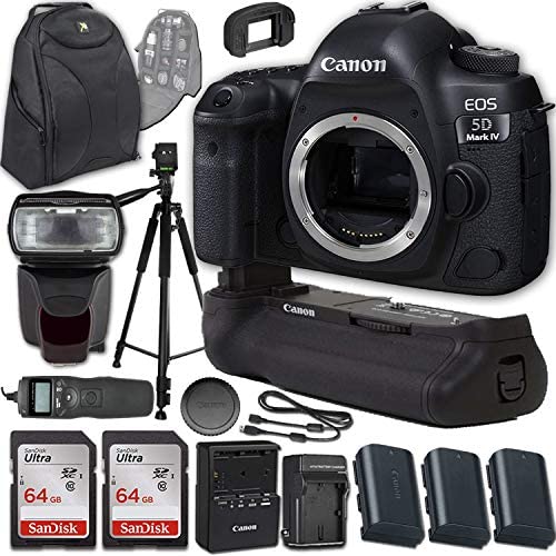 Canon EOS 5D Mark IV DSLR Camera (Body Only) Bundle with Canon BG-E20 Battery Grip + Premium Accessory Kit