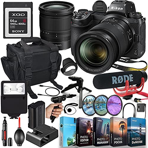 Nikon Intl., Nikon Z6II 24-70mm Lens MFR #1663 Video Makers Bundle - Rode Video Mic Go + 64GB XQD Memory + Flash, Bag, Tripod, HD Filters, Video/Photo Editing Software Package & More, Z6 II