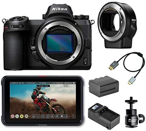 Nikon Z6 FX-Format Mirrorless Digital Camera Body Only, Field Monitor Bundle with Atomos Ninja V, FTZ Mount Adapter and Accessories