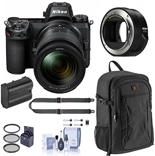 Nikon Z7 FX-Format Mirrorless Camera with NIKKOR Z 24-70mm f/4 S Lens with FTZ II Adapter Bundle with Backpack, Peak Design SlideLITE Strap, Extra Battery, Filter Kit, Cleaning Kit