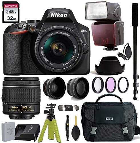 Nikon D3500 DSLR Camera with AF-P DX NIKKOR 18-55mm f/3.5-5.6G VR Lens + Nikon Gadget Bag & Accessory Bundle