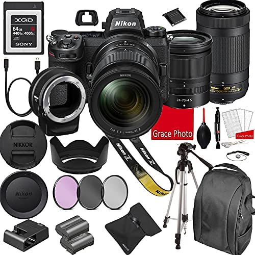 Nikon Z6II Mirrorless Digital Camera 24.5MP W/Nikkor Z 24-70mm f/4 S & AF-P 70-300mm F/4.5-6.3 ED VR Lenses + 64GB G Series XQD Memory Card +Accessory Bundle (22 Pieces)