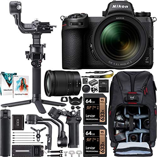 Nikon Z6II Mirrorless Full Frame Camera with 24-70mm F4 Lens Kit 1663 FX-Format 4K UHD Video Filmmaker's Kit with DJI RSC 2 Gimbal 3-Axis Handheld Stabilizer Bundle + Deco Photo Backpack + Software