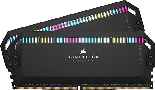 Corsair Dominator Platinum RGB DDR5 64GB (2x32GB) 5200MHz C40 Intel Optimized Desktop Memory (Onboard Voltage Regulation, Patented CORSAIR DHX Cooling, 12 Ultra-Bright CAPELLIX RGB LEDs) Black
