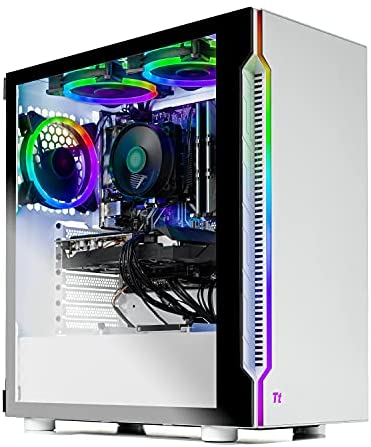 SkyTech Archangel 3.0 Gaming Computer PC Desktop - Ryzen 5 3600 6-Core 3.6GHz, RTX 3060 12GB, 1TB SSD, 16GB DDR4 3200, RGB Fans, AC WiFi, 600W Gold PSU, Windows 10 Home 64-bit, White