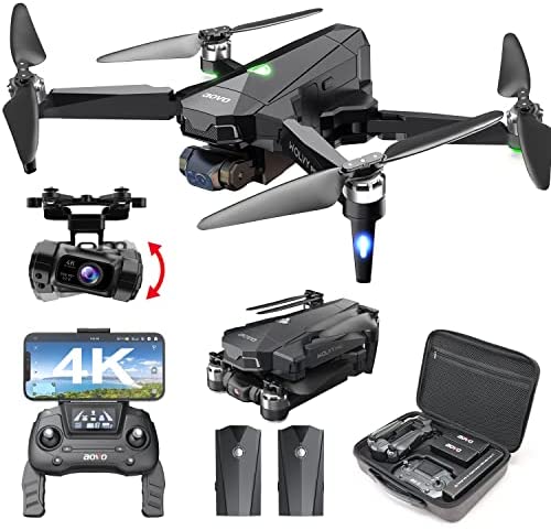 aovo Drone with 4K Camera for Adults,2-Axis Gimbal Quadcopter with EIS Anti-Shake,Beginner Drone with 2 Batteries 56Mins Flight Time,5G FPV Video Brushless Motor,GPS Auto Return Home,Follow Me Mode