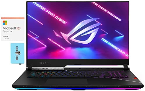 ASUS ROG Strix Scar 17 Gaming & Entertainment Laptop (Intel i9-12900H 14-Core, 64GB DDR5 4800MHz RAM, 2x8TB PCIe SSD RAID 1 (8TB), Win 11 Pro) with MS 365 Personal, Hub