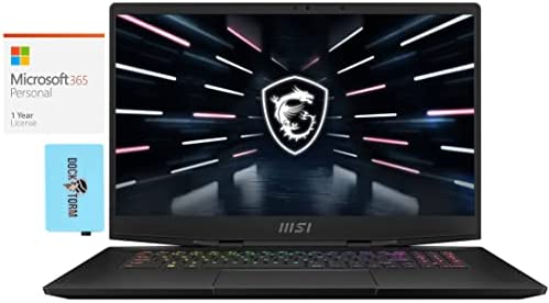 MSI Stealth GS77 -17 Gaming & Entertainment Laptop (Intel i7-12700H 14-Core, 32GB DDR5 4800MHz RAM, 2x2TB PCIe SSD RAID 0 (4TB), RTX 3080 Ti, Win 11 Pro) with MS 365 Personal , Hub