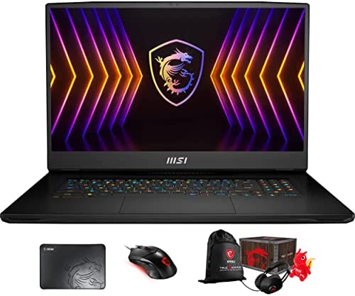 MSI Titan GT77 12UGS Gaming & Entertainment Laptop (Intel i7-12800HX 16-Core, 128GB DDR5 4000MHz RAM, 2x8TB PCIe SSD RAID 1 (8TB), Win 11 Pro) with Loot Box, Clutch GM08, Pad