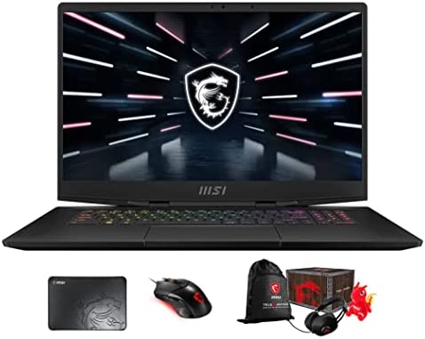 MSI Stealth GS77-17 Gaming & Entertainment Laptop (Intel i9-12900H 14-Core, 64GB DDR5 4800MHz RAM, 2x8TB PCIe SSD RAID 0 (16TB), Win 11 Pro) with Loot Box, Clutch GM08, Pad