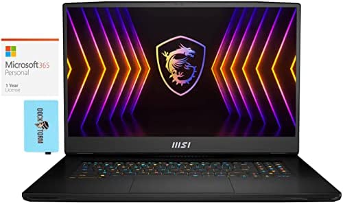 MSI Titan GT77 12UHS Gaming & Entertainment Laptop (Intel i7-12800HX 16-Core, 128GB DDR5 4000MHz RAM, 2x8TB PCIe SSD RAID 0 (16TB), Win 11 Pro) with MS 365 Personal, Hub