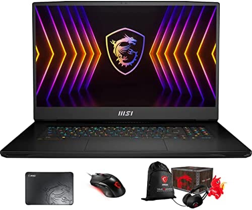 MSI Titan GT77 12UGS Gaming & Entertainment Laptop (Intel i9-12900HX 16-Core, 128GB DDR5 4000MHz RAM, 2x8TB PCIe SSD RAID 1 (8TB), Win 11 Pro) with Loot Box, Clutch GM08, Pad